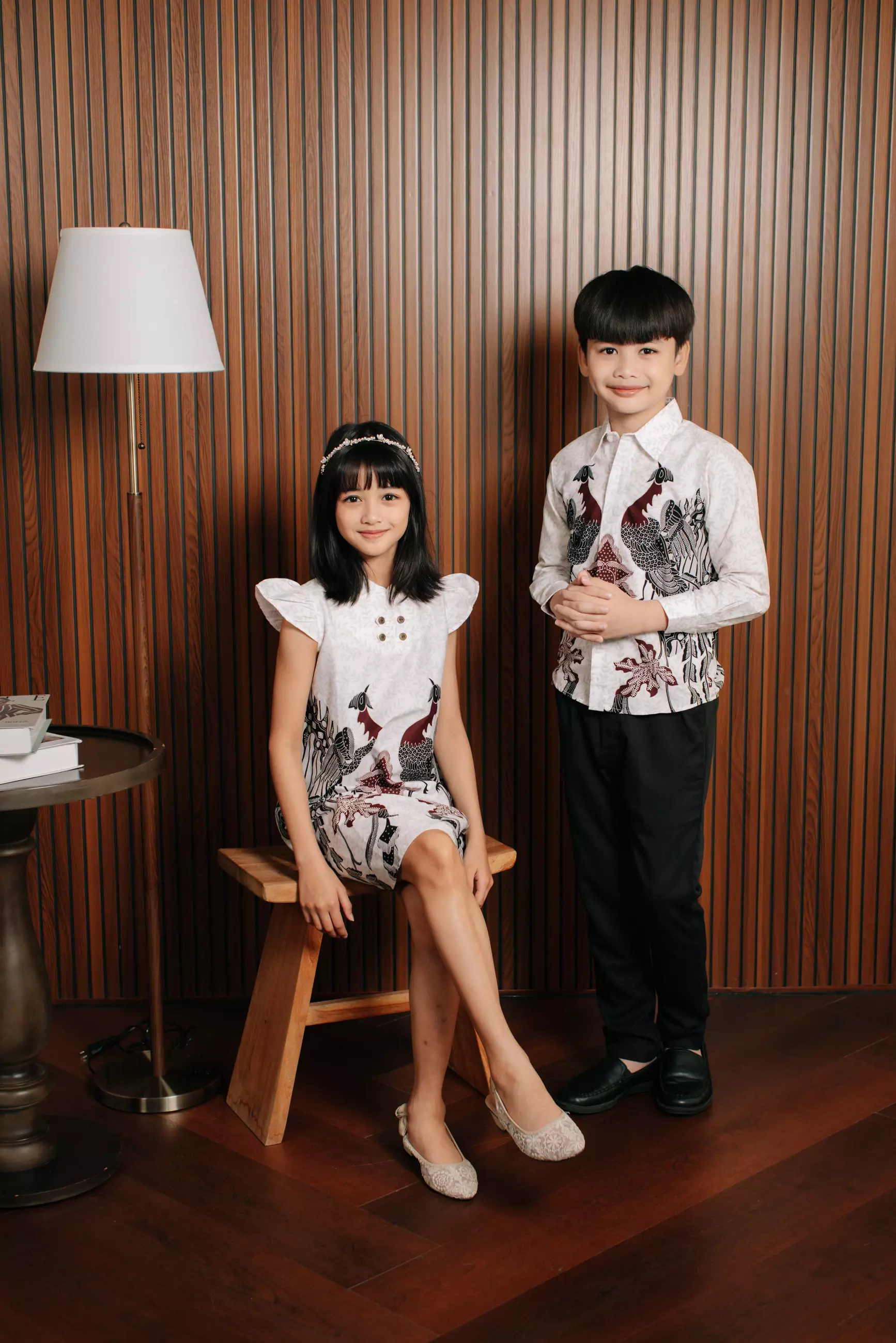 Myra White Putih Dress Batik Anak Wanita Lengan Pendek Katun