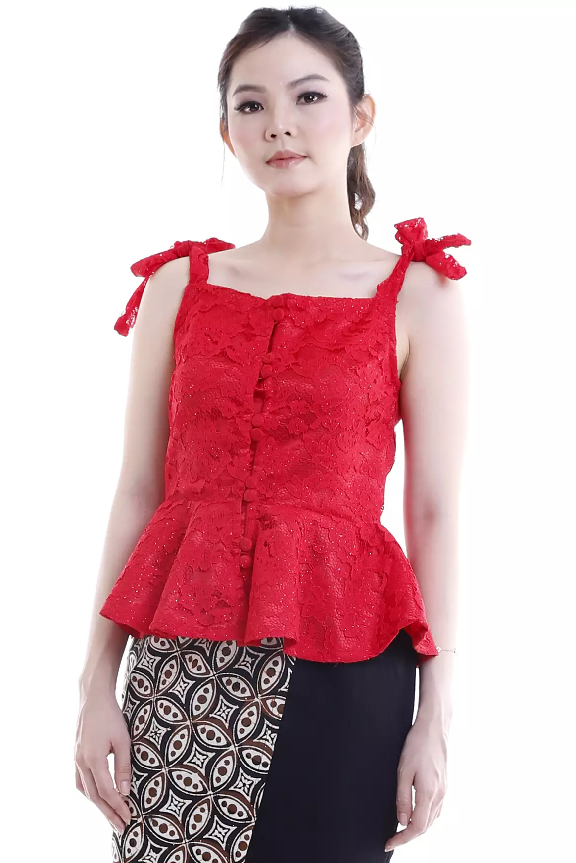 Red Lace Peplum Camisole