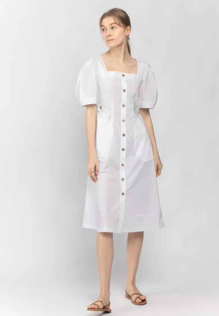 Korean button top down dress