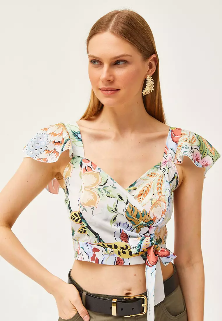 Floral Blouse with Tie Detail