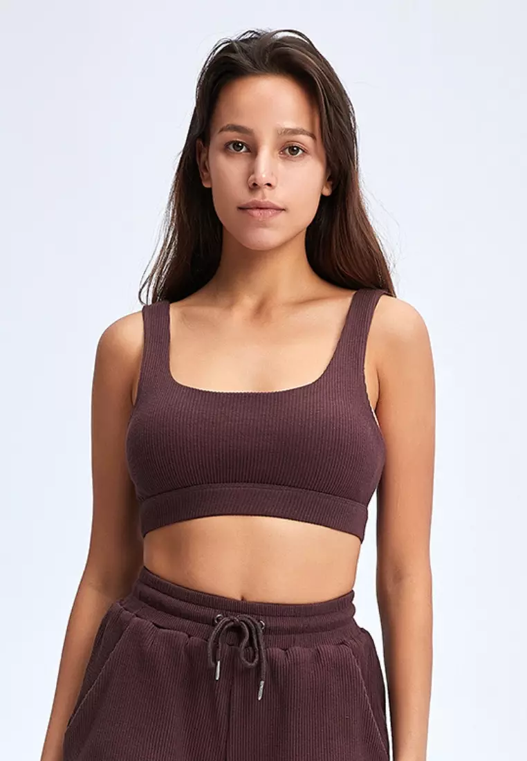 Ribbed Bra Top - BROWN