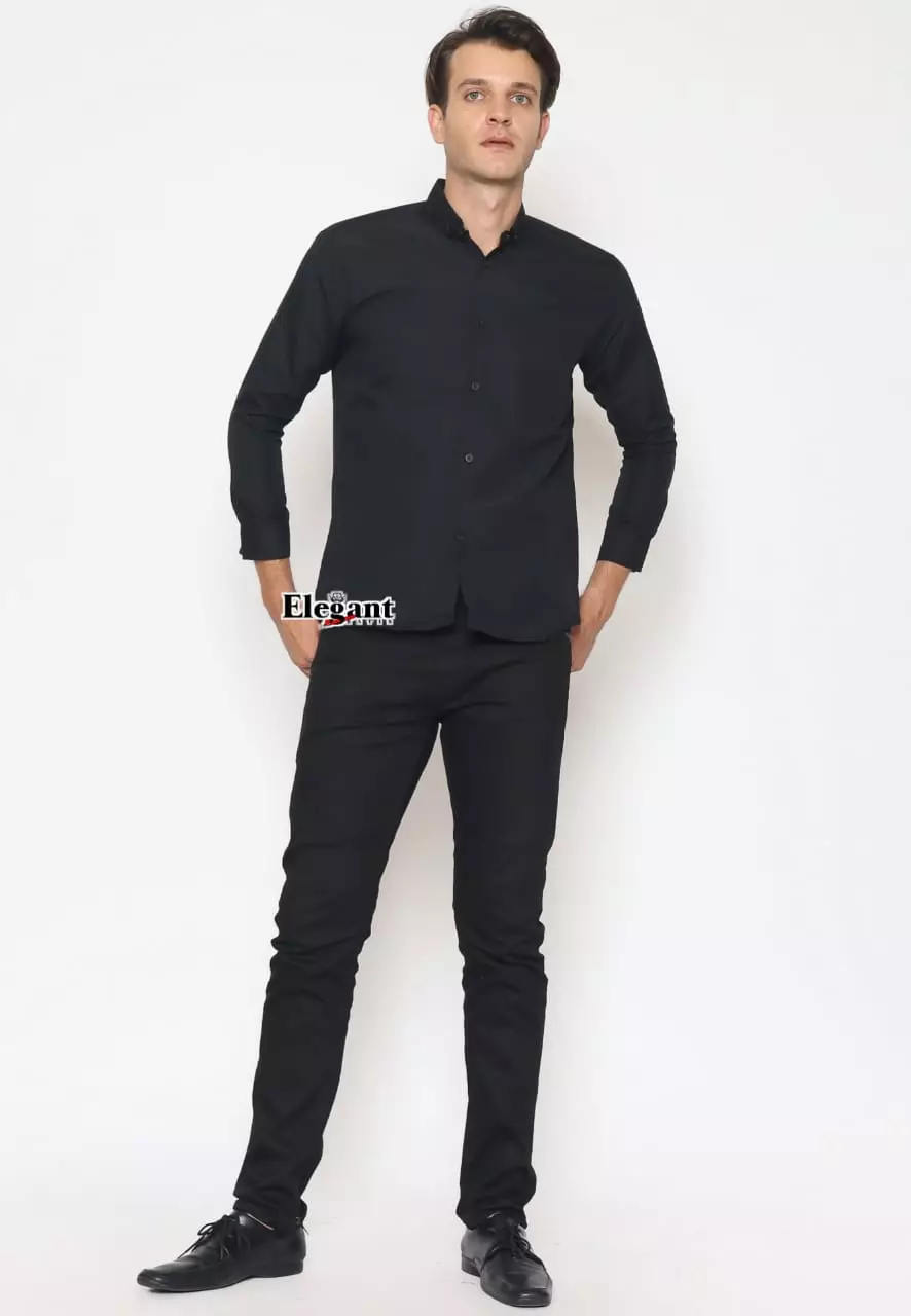Kemeja Polos Hitam Premium Slimfit Elegant