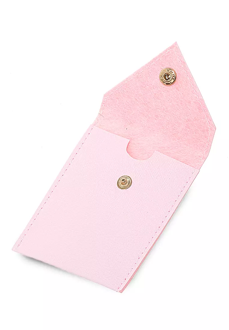 Manley Card Wallet Motif Polos Pengait Kancing Design Simple - Peach