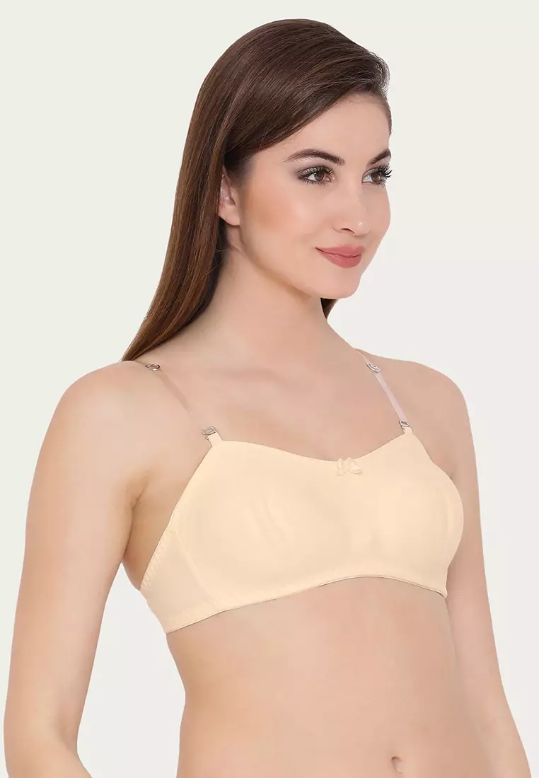 Buy Clovia Non-Padded Wirefree Full Coverage Strapless Tube Bra With  Detachable Transparent Straps in Beige - Cotton 2024 Online