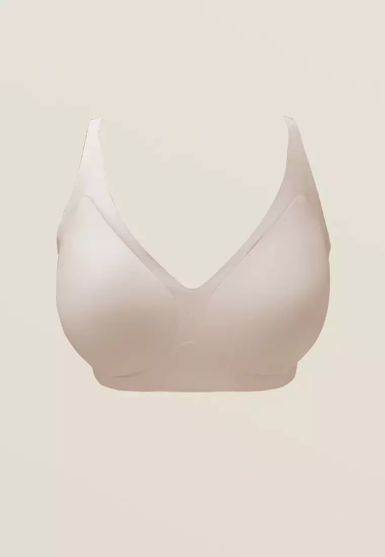 Next to Skin Ladies Seamless Heatpress Comfort Fit Soft Push Up Wireless NonWire Bra Kenzi 1pc (Beige)