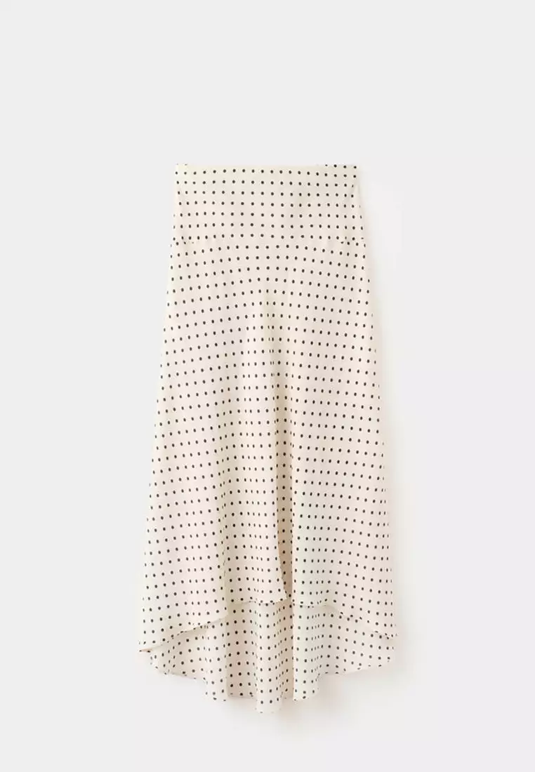 Polka Dot Skirt with Asymmetric Hem