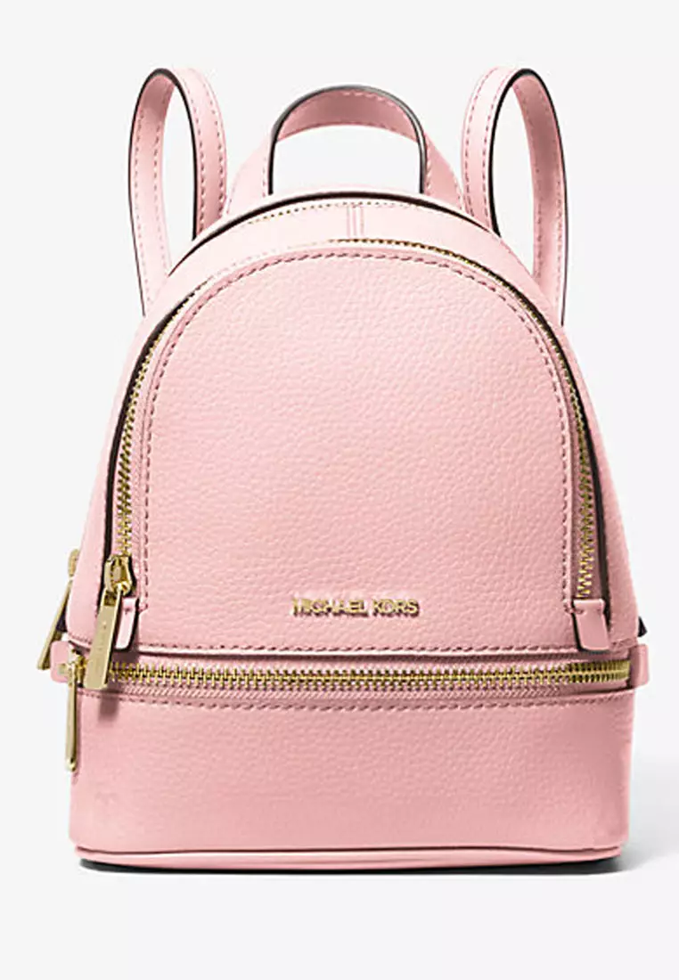 extra small mini rhea backpack pink Pink Michael Kors Small Backpacks Rhea Extra-Small Pebbled Leather Backpack