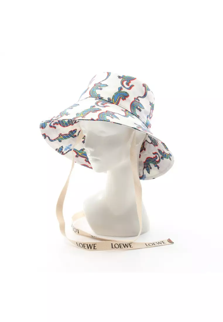 Pre-Loved LOEWE Paula’s Ibiza fisherman hat cotton white multicolor