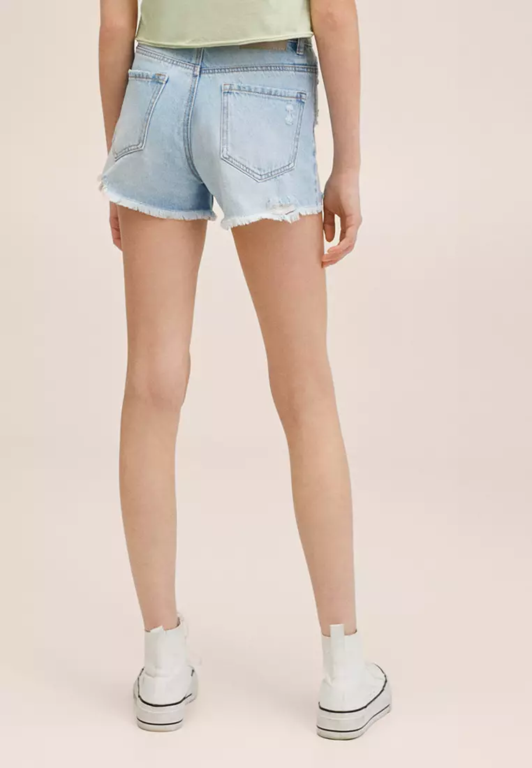 Teens Decorative Ripped Denim Shorts