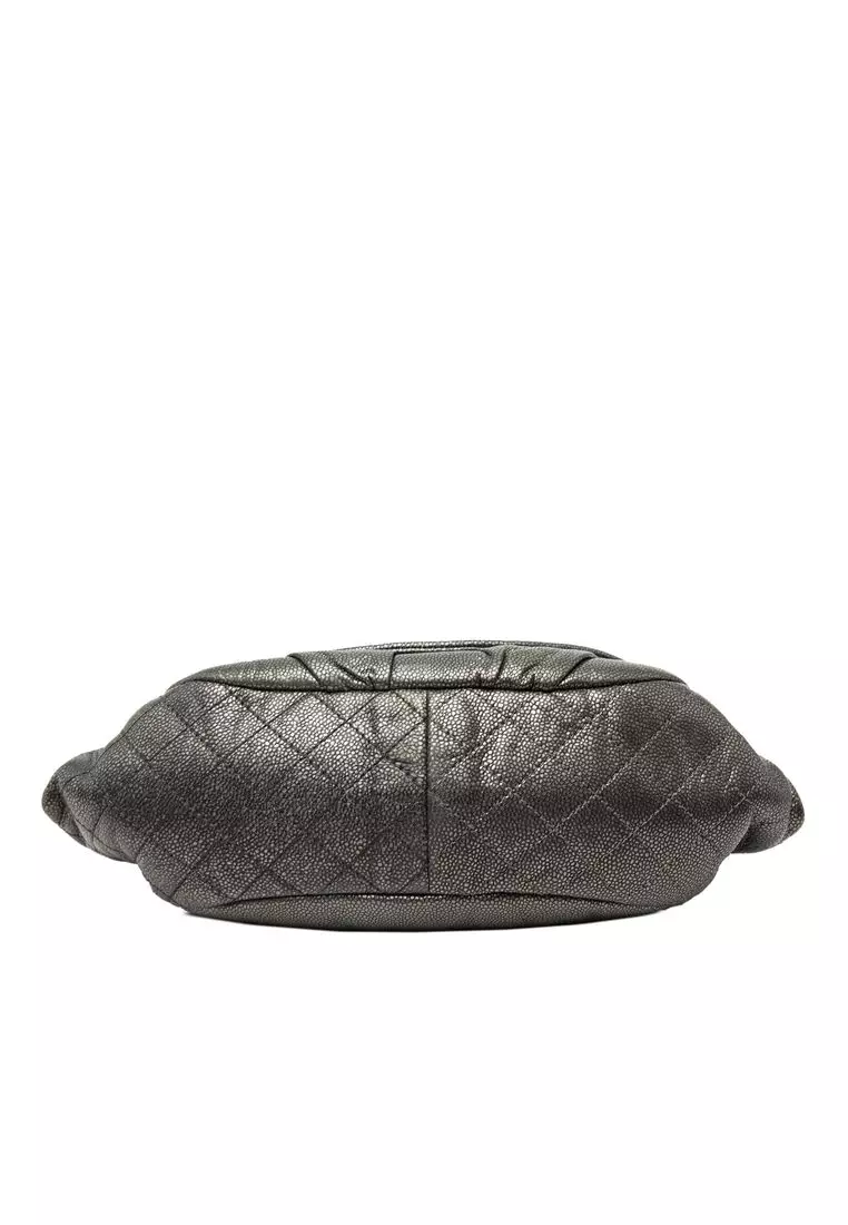 Pre-Loved Chanel Large Metallic Caviar Half Moon Flap