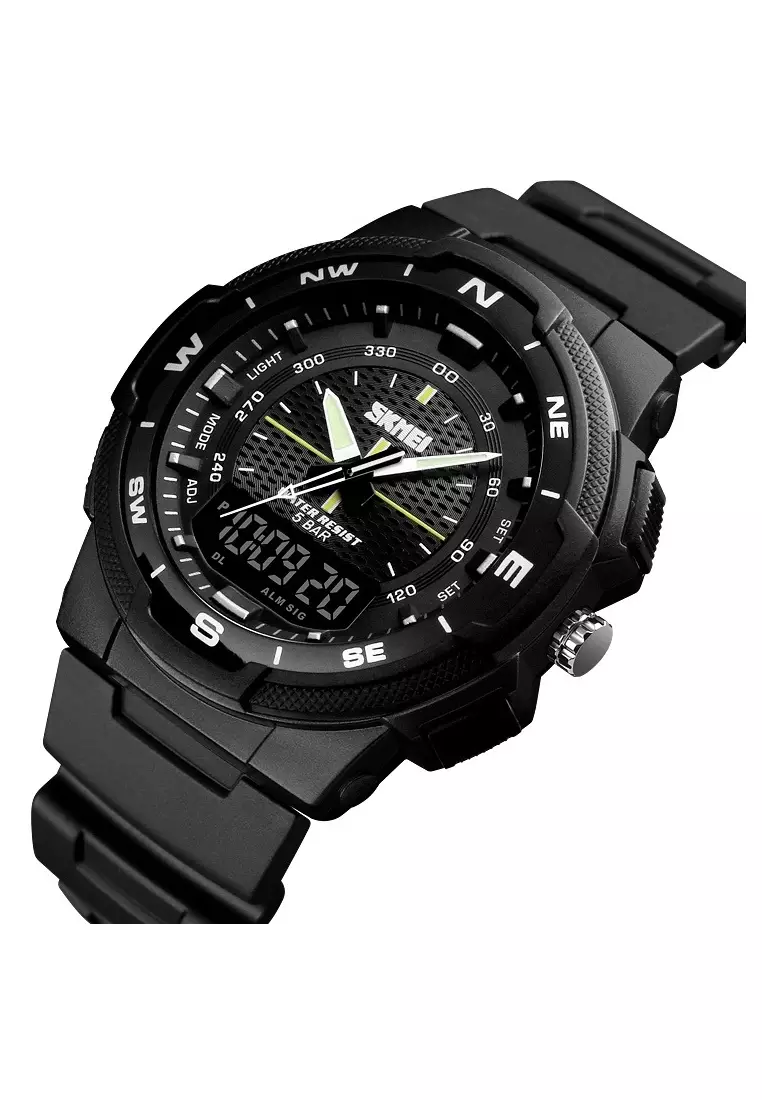 Jam Tangan Kasual Analog Digital Pria Waterproof Strap Tali Material PU PP02 ORIGINAL