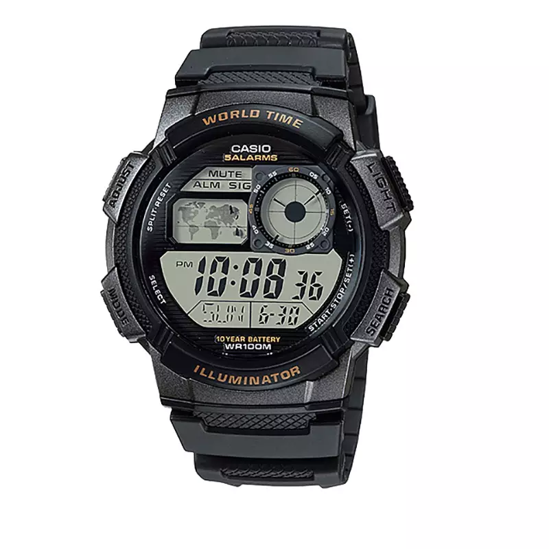 Jam Tangan Pria Digital Casio Standard AE-1000W-1AVDF AE1000 AE-1000W Black Resin Band