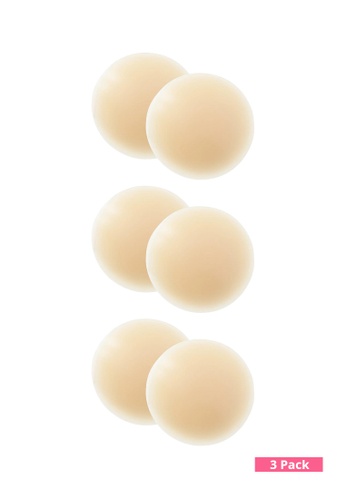 Kiss & Tell beige 3 Pack Premium Non Adhesive Nubra Nipple Cover Nipple Pad Pasties Nipple Tape 67765USD26874CGS_1