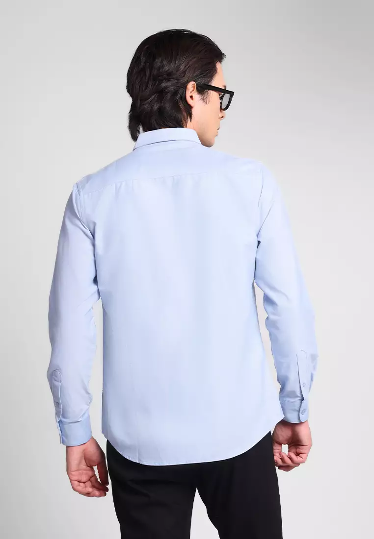 Manzone Kemeja Lengan Panjang Pria Slim Fit Foxy - Light Blue