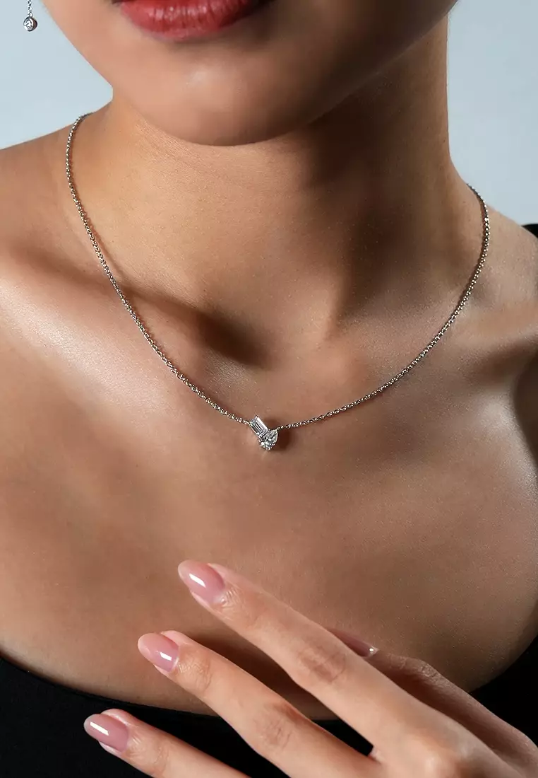 Toi Et Moi Brilliant Duo Lab Grown Diamond Pendant Necklace in 14K White Gold D/E-VVS/VS (0.94ct TDW)