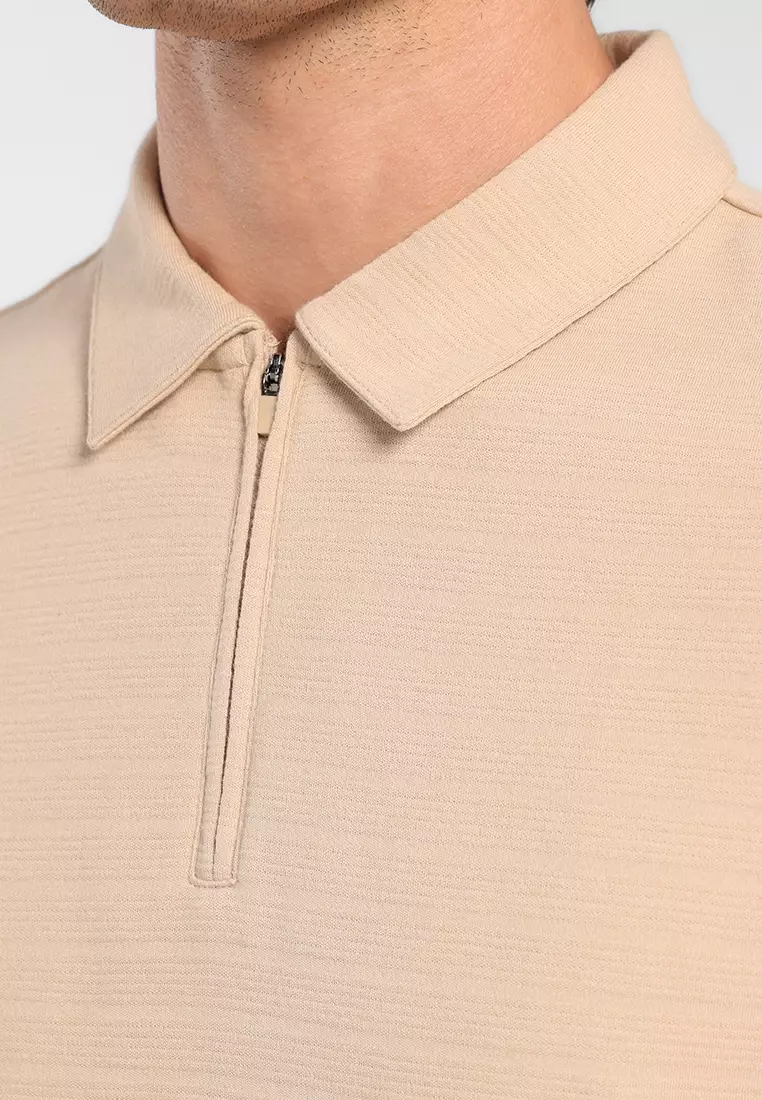 MANZONE - Kaos Polo Lengan Pendek Pria Grom 05 Slim Fit - Khaki Warna Khaki