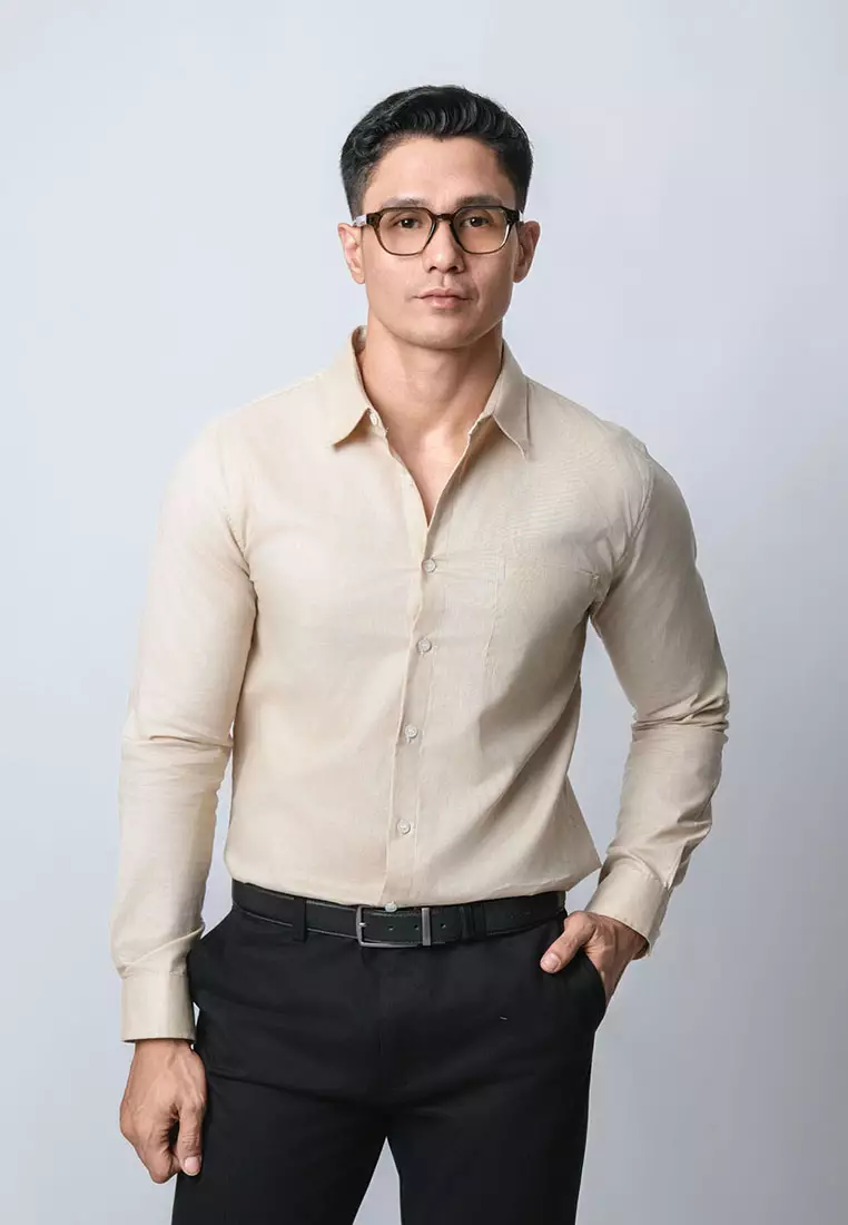 Light Khaki Rami Linen Shirt LS