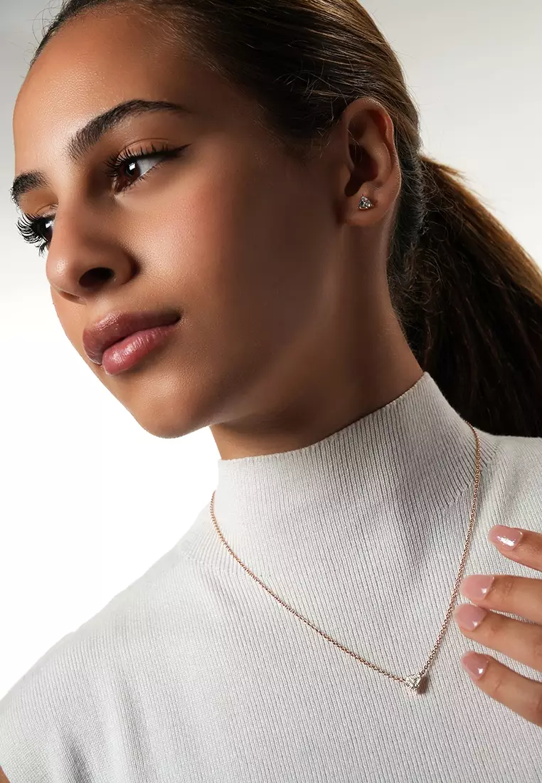 Modern Trillion Cut Lab Grown Diamond Pendant Necklace in 14K Rose Gold D/E-VVS/VS (1.05ct TDW)
