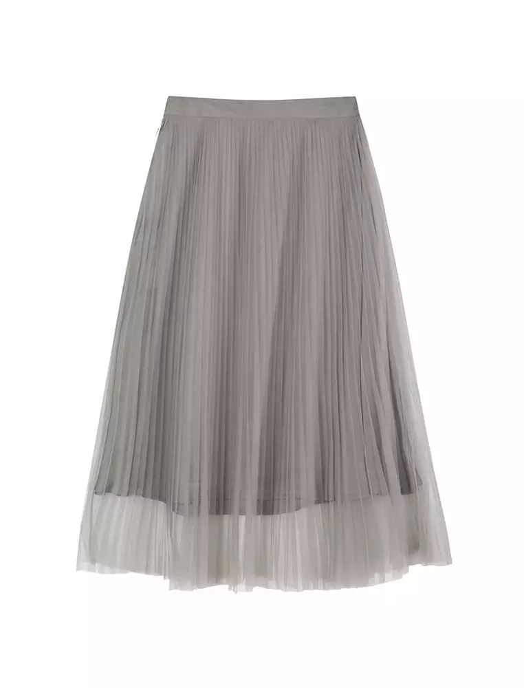 直筒百褶長款腰裙