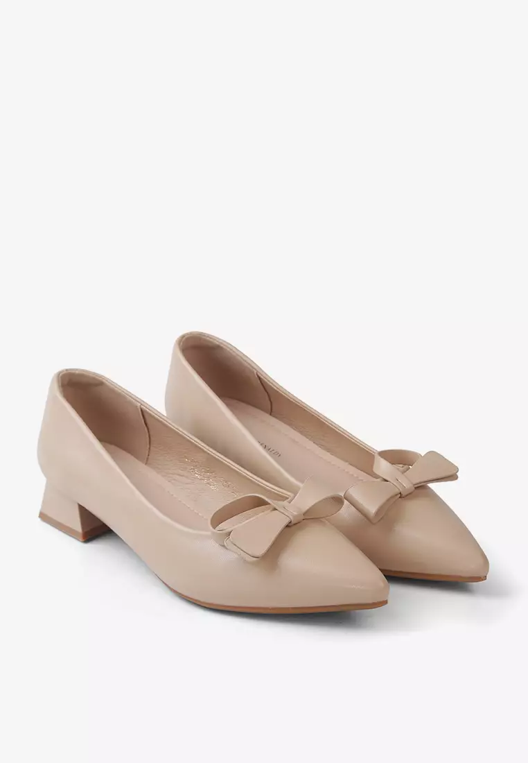 Fransisca Renaldy Block Heels Formal Pointed Toe Pumps with Ribbon L.Minerva