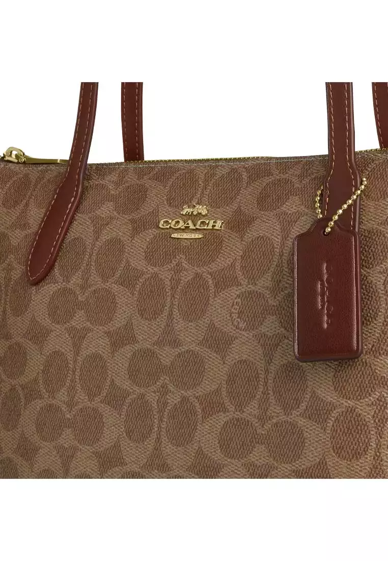 Fiona Zip Tote Bag In Signature Canvas Tan/Brown CBT18