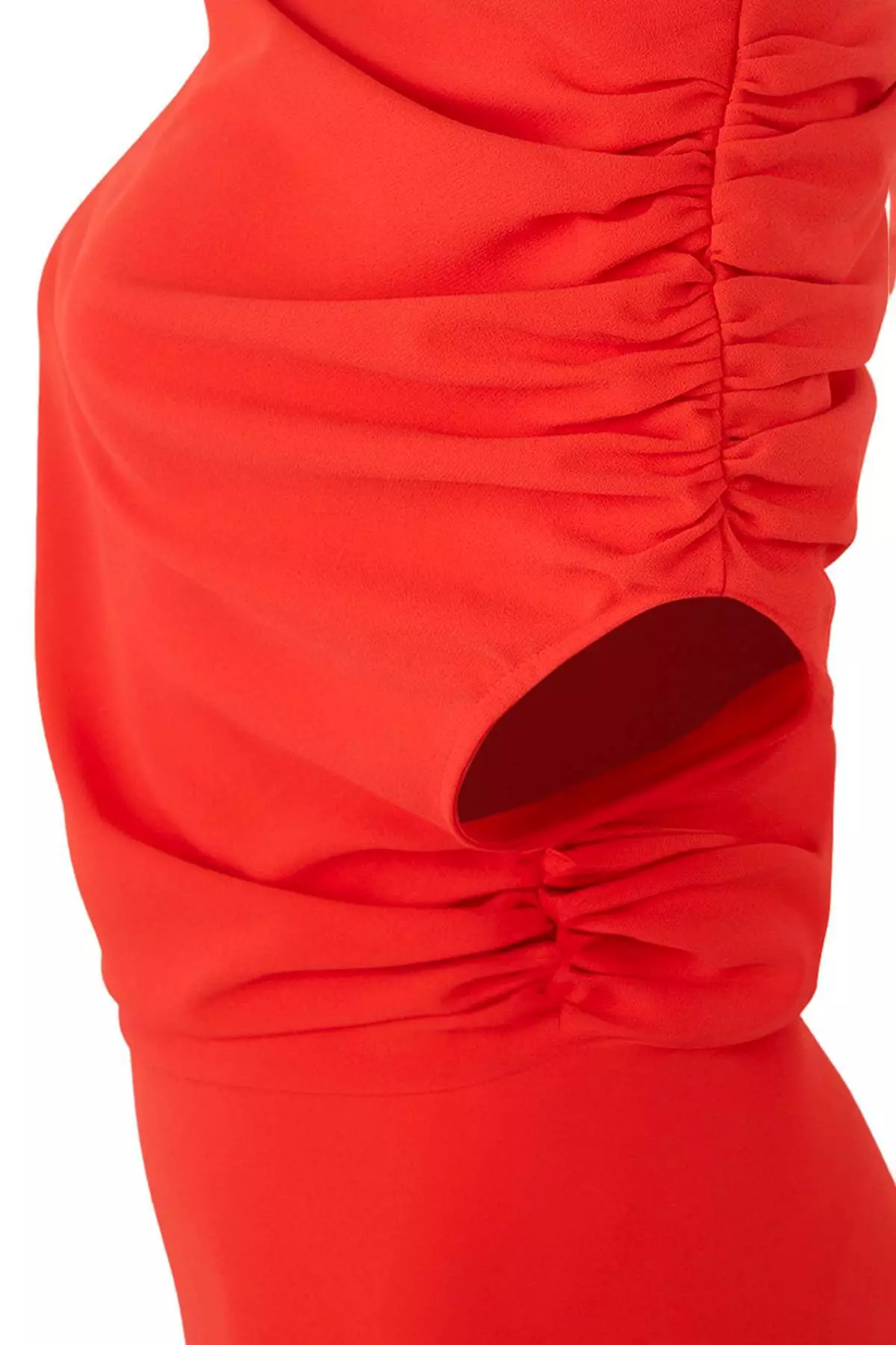 Red A Line Boat Neck Midi Stylish Dress