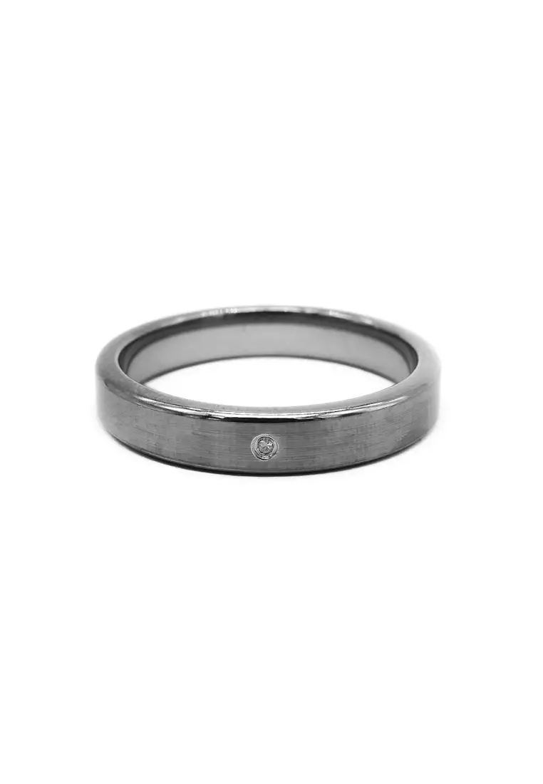 Buy Silverworks Matted Tungsten Ring with Small Diamond 2024