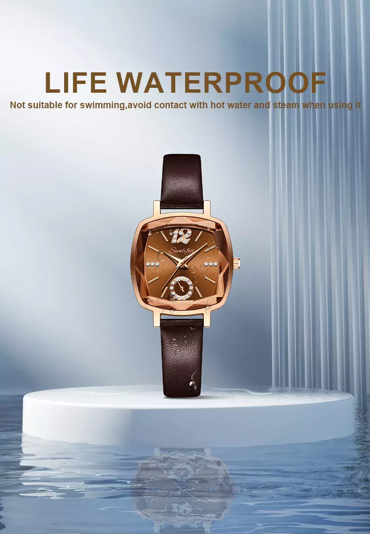 Jam Tangan Wanita Klasik 8009 Mode Display Kuarsa Santai Jam Tali Kulit Jam Tangan Cewek all brown