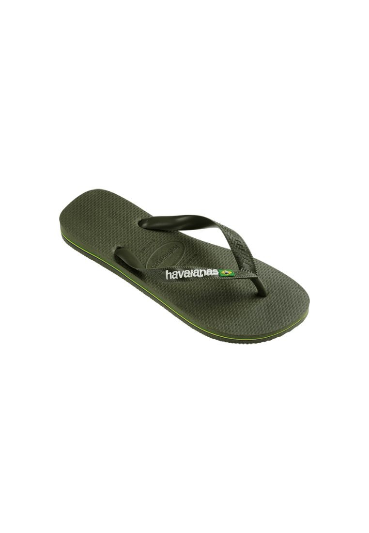 Unisex Brasil Logo Flip Flops - Moss/Moss