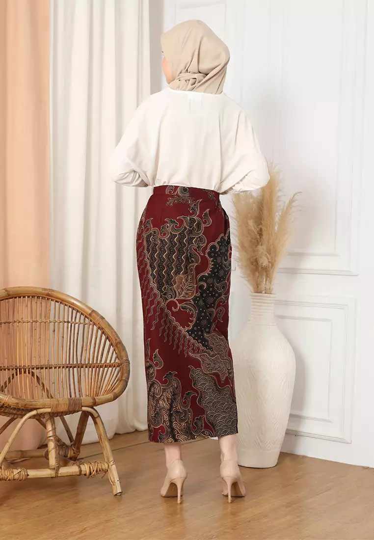 Enzy Batik Rok Batik Ganesha - Maroon