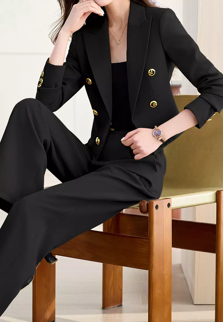 Cropped Double Breasted Blazer YGH-EY6605set