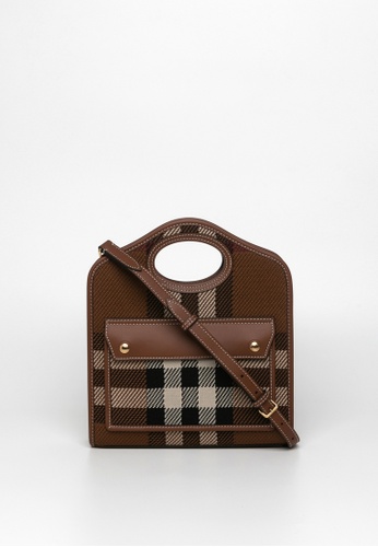 Burberry brown Mini Knitted Check And Leather Pocket Bag Crossbody bag/Top handle 30A90ACB849D2BGS_1