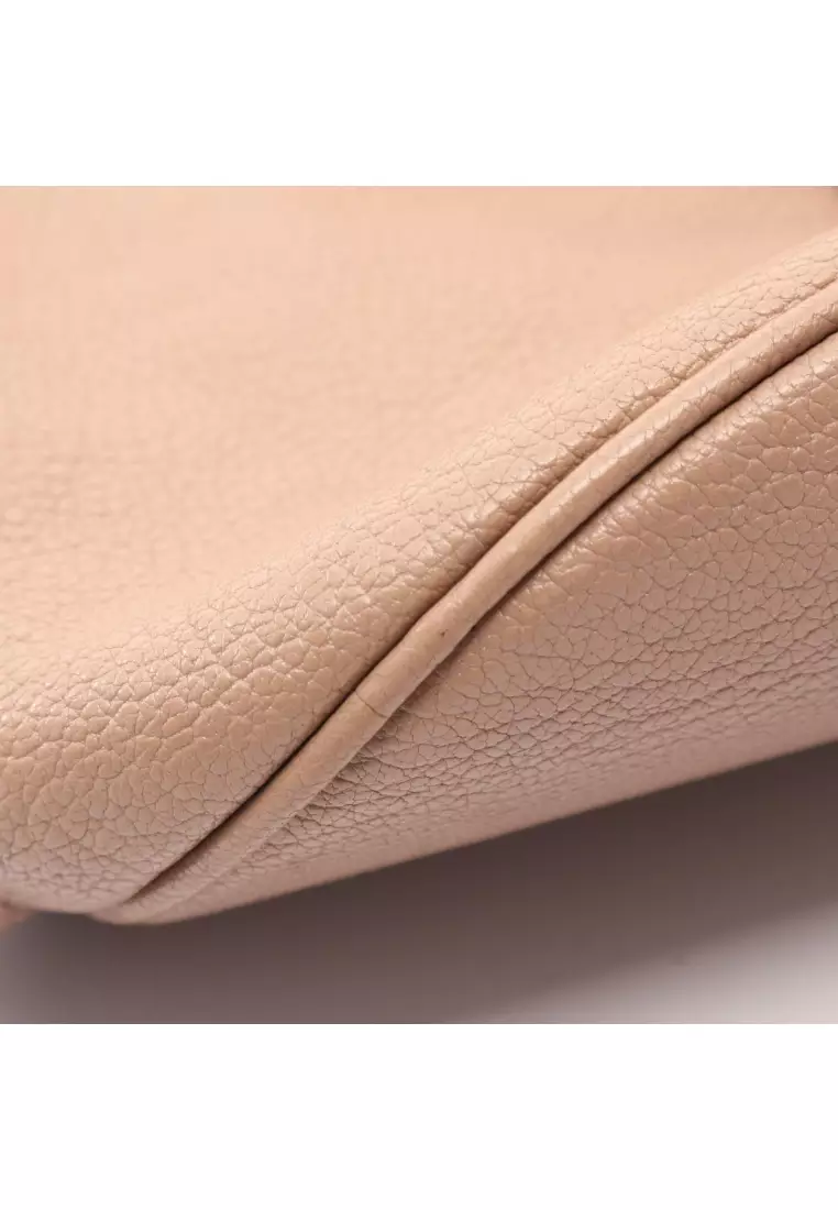 Pre-Loved MIU MIU Handbag leather pink beige 2WAY drawstring