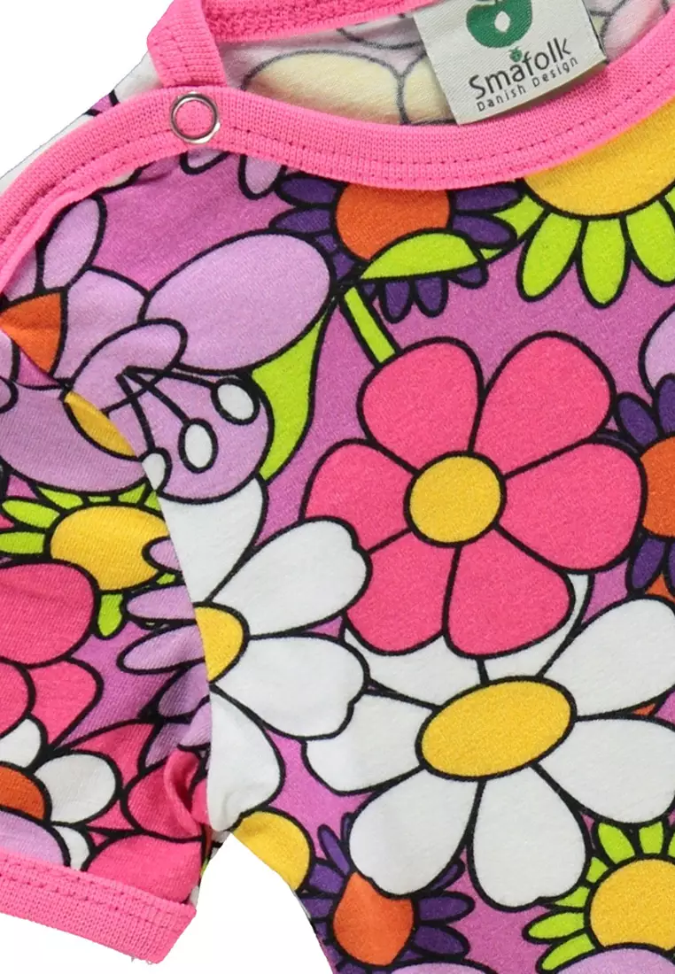 Short-sleeved baby body with flowers