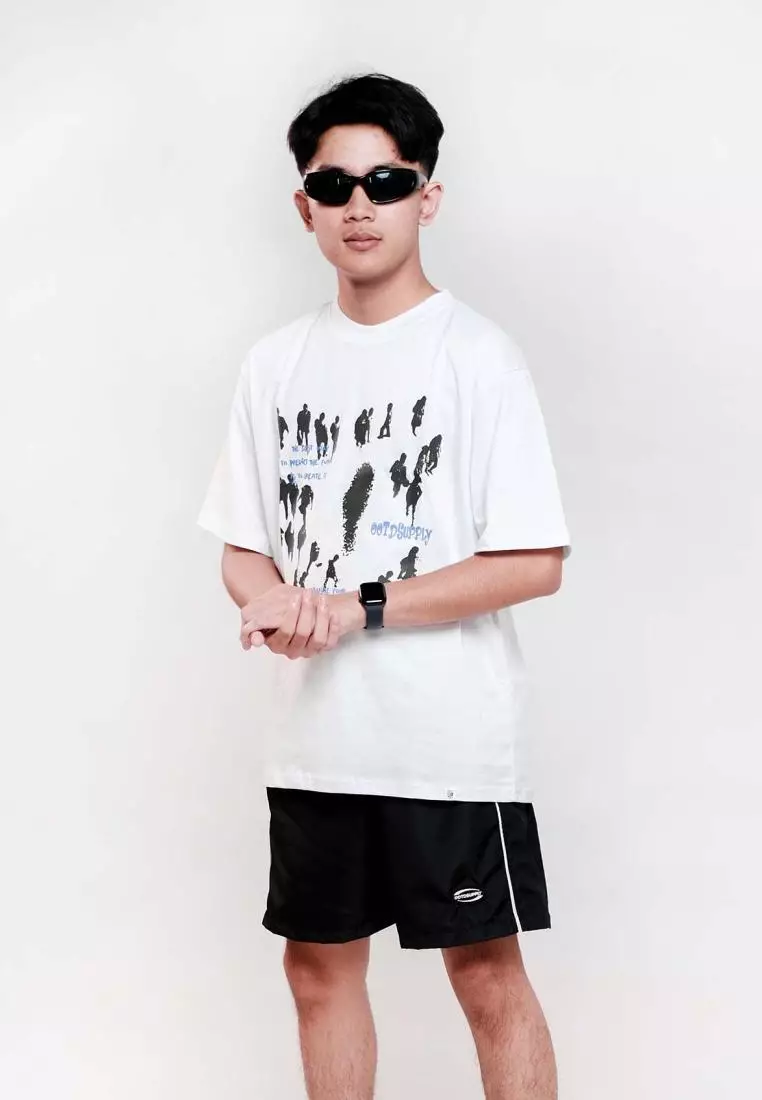 OOTDSUPPLY Oversized Tshirt Your Life Smokey Grey & White l Kaos Oversize Pria dan Wanita OVZ210