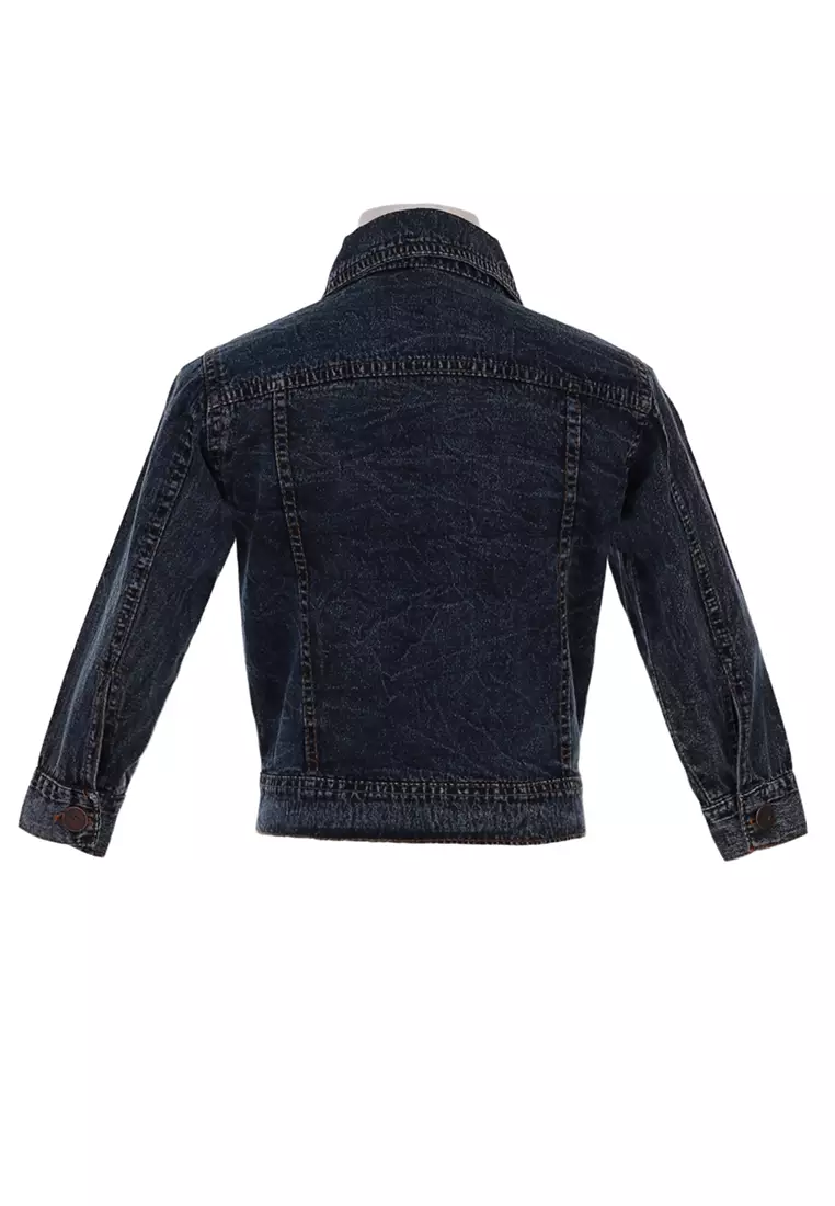 Fayre Jaket Jeans Wash Full Kancing Anak Laki-laki Childrens Outerwear Material Denim ORIGINAL - Snow Black