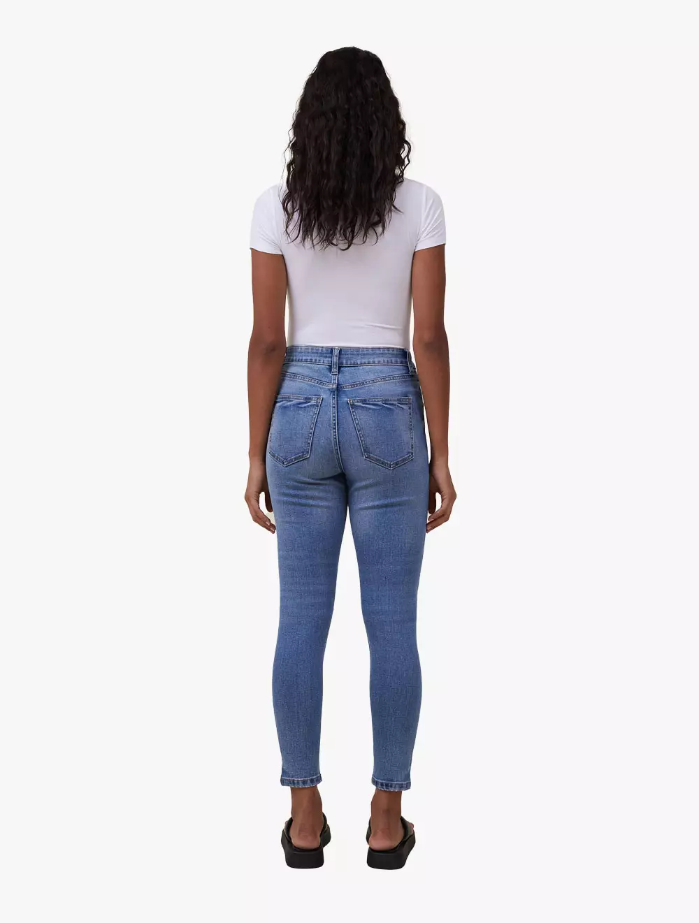 Cotton On -  Pakaian Wanita  - High Rise Cropped Skinny Jean - Surfers Blue Rip