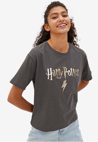 LC Waikiki black and grey Harry Potter Printed CottonT-Shirt 8CCA5AAE25D27CGS_1