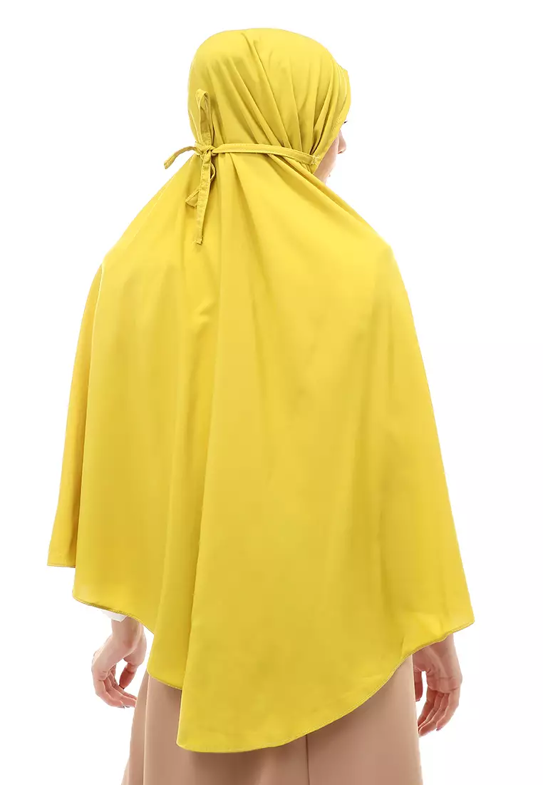 Nindy Jilbab Khimar Bergo Jumbo Motif Polos Relaxed Fit - Lemon