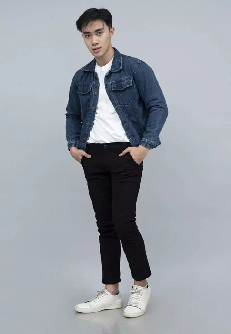 Houseofcuff Jaket Denim /Jeans Tebal Unisex Pria Denim Biru