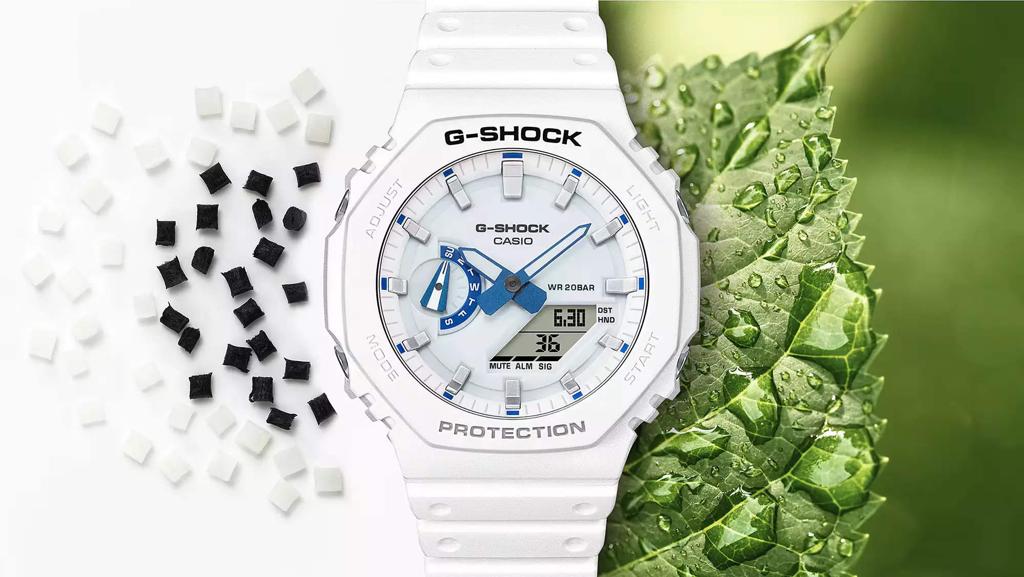 Casio G-Shock - Jam Tangan Analog Digital Pria - White Blue - Resin Band - GA-2100HDS-7A
