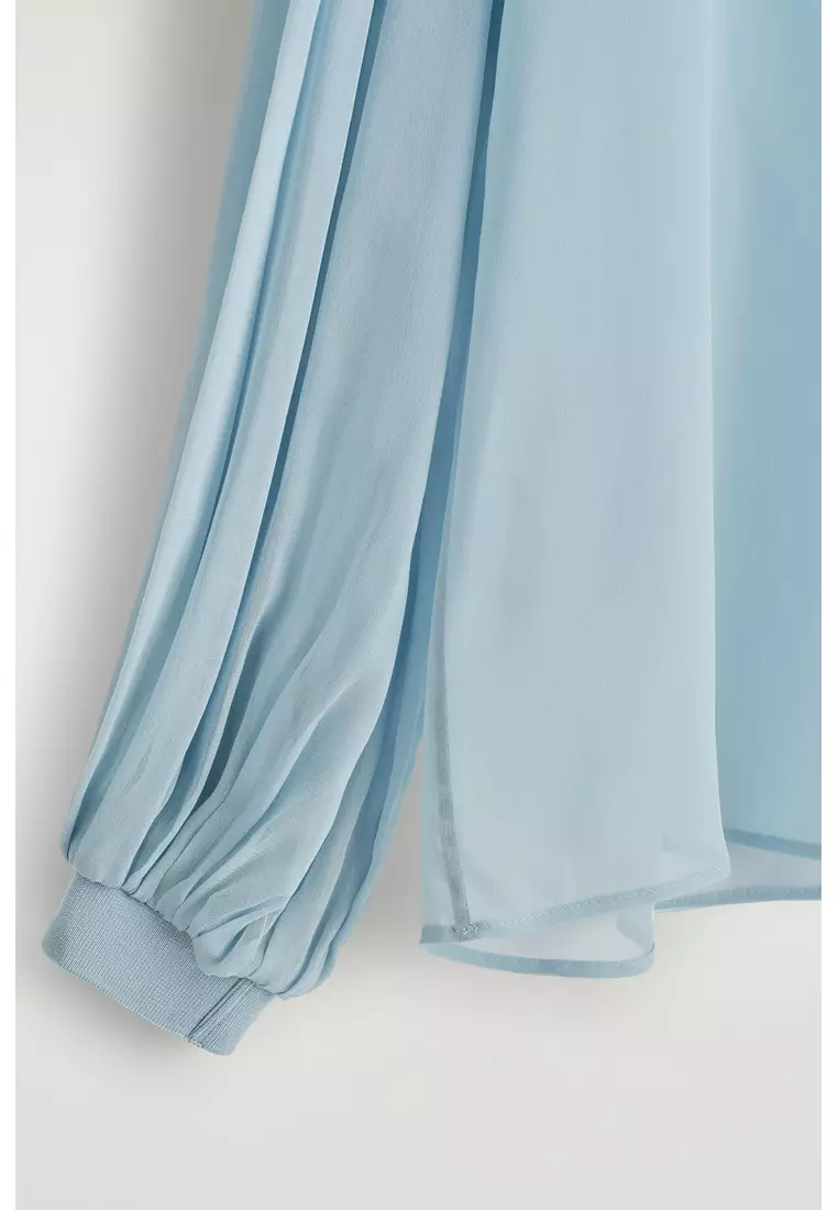 SHEER BALLOON-SLEEVE BLOUSE