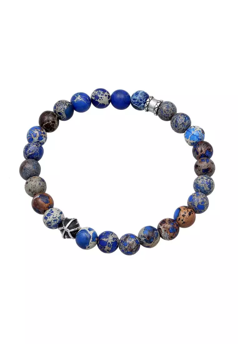Mens blue beaded bracelets discount