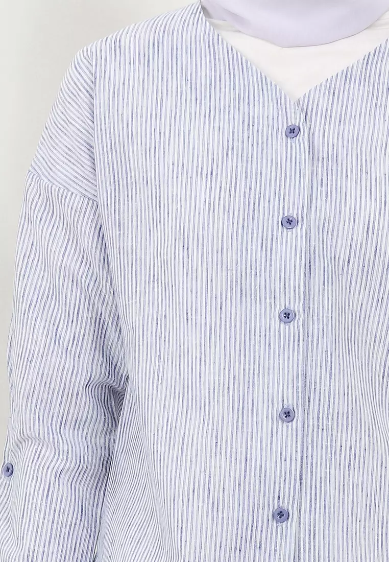 Jenni Blouse In Blue Stripes