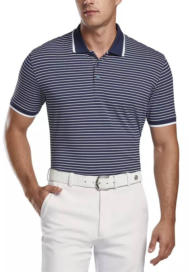 Men's Perforated Stripe Polo Shirt