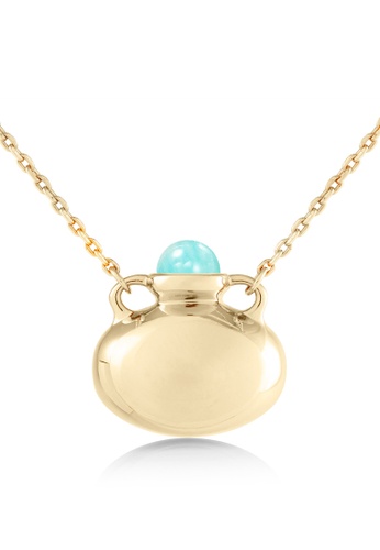Majade Jewelry green and blue and gold MAJADE - Bottle Amphora Vessel Amazonite 925 Silver Necklace 3D4F1AC6CAD653GS_1