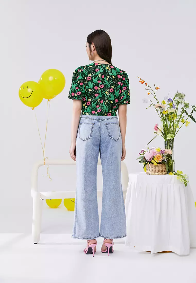 Floral Cropped Top with Waist Tie
