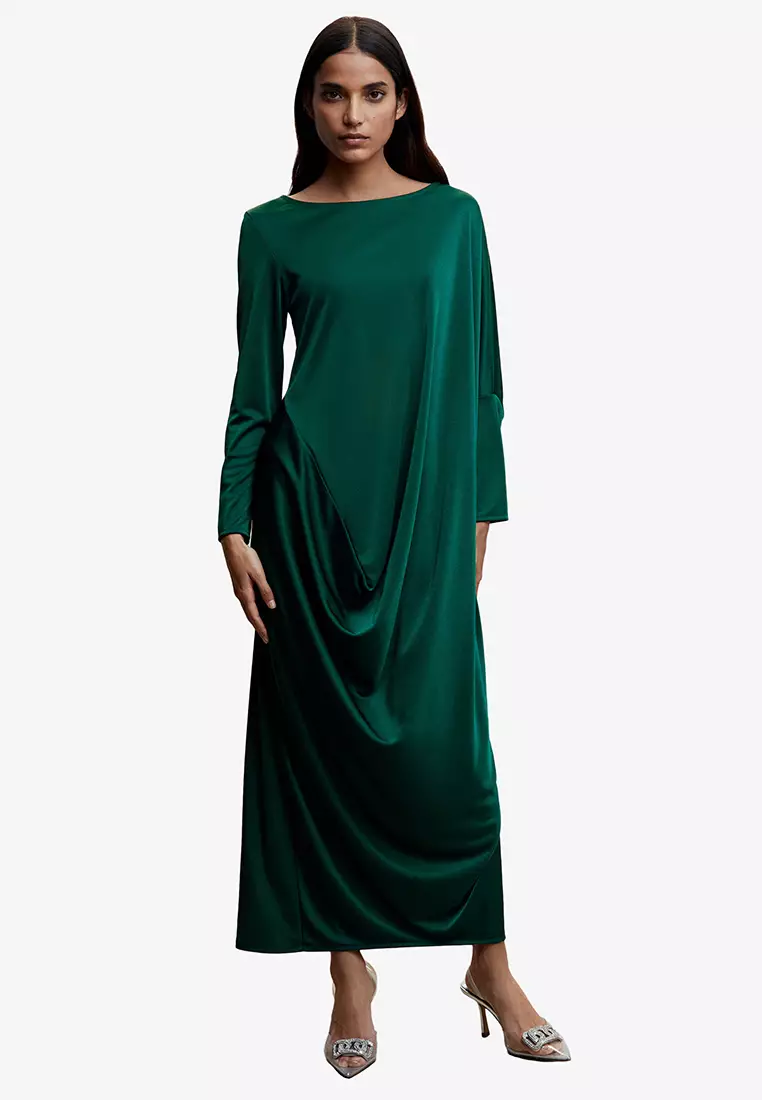 Buy Mango Satin Draped Dress 2024 Online