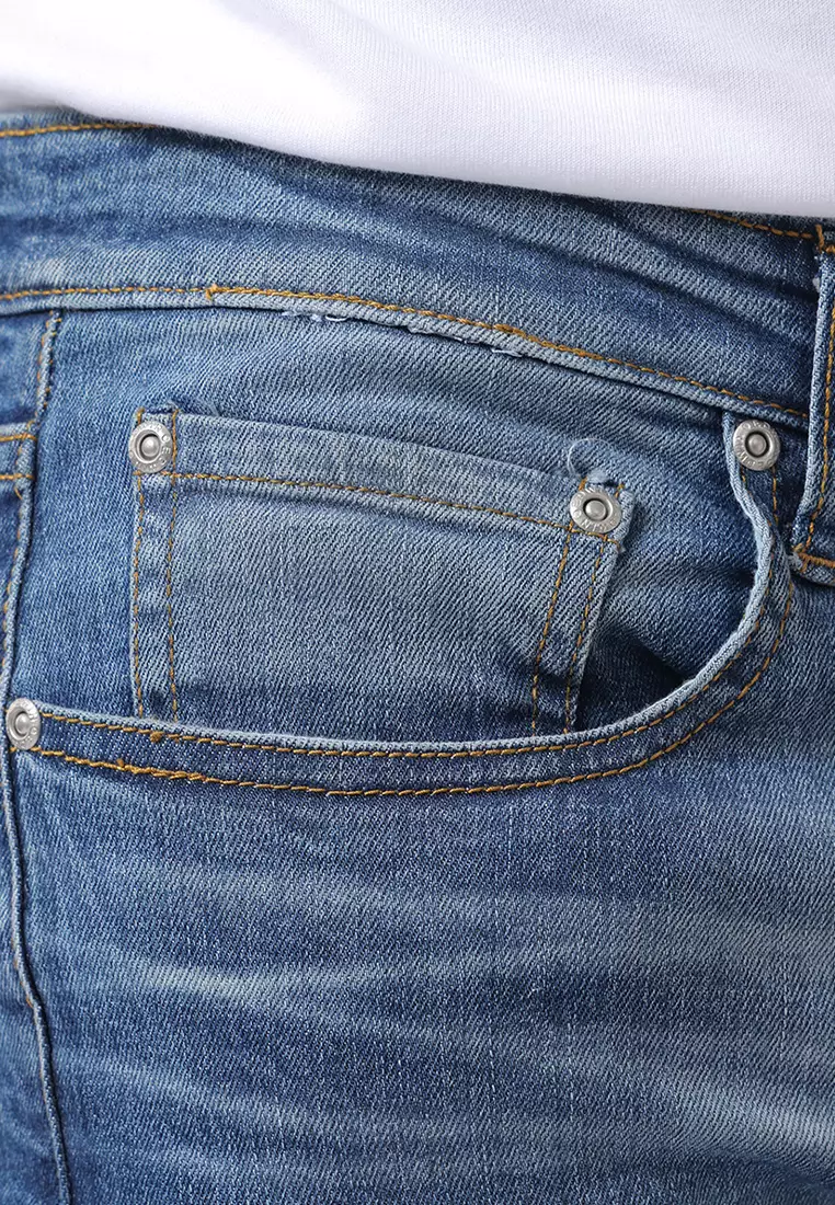 802 SLIM FIT Handcrafted OLD FANGLE 3D LIGHT BLUE  Celana Panjang Denim Pria