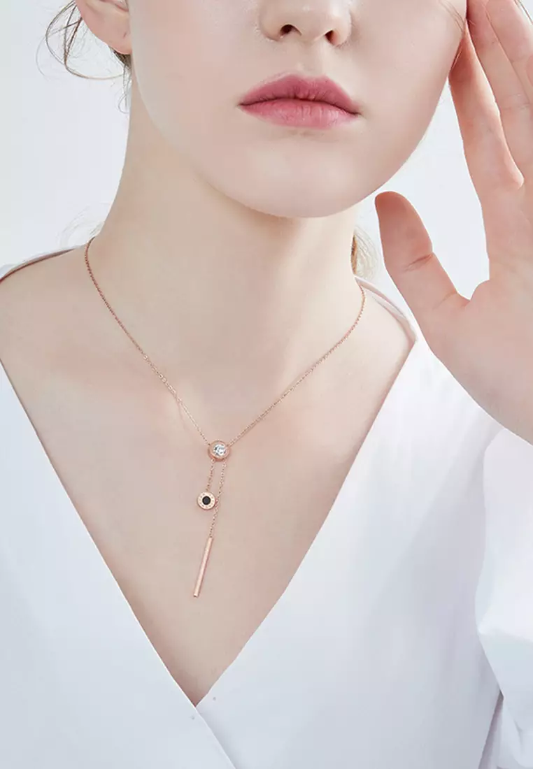 Kalung Wanita Korea Elegan Titanium Original Zircon 5A Perhiasan Kalung Cewek Anti Pudar